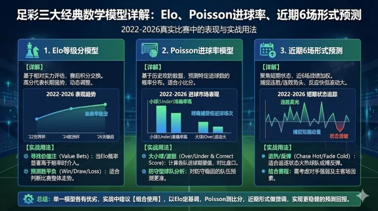 足彩三大经典数学模型详解：Elo、Poisson进球率、近期6场形式预测在2022-2026真实比赛中的表现与实战用法