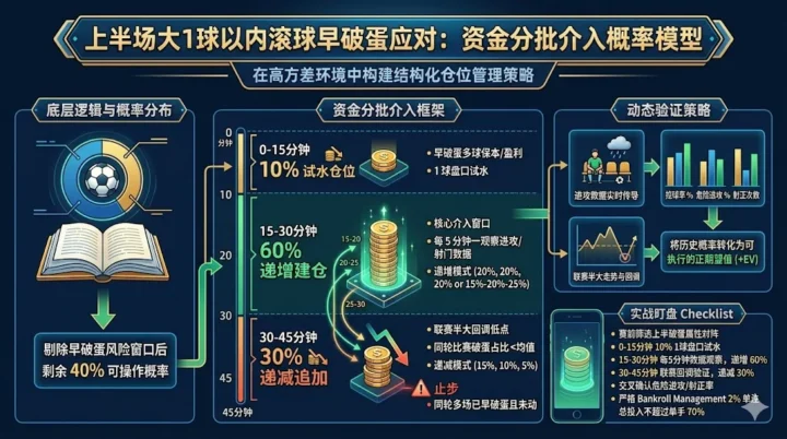 上半场大1球以内滚球早破蛋应对：资金分批介入概率模型