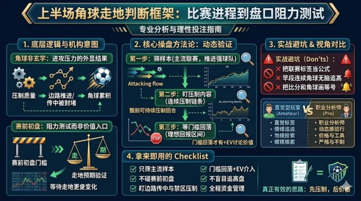 上半场角球走地判断：从比赛进程到盘口阻力测试