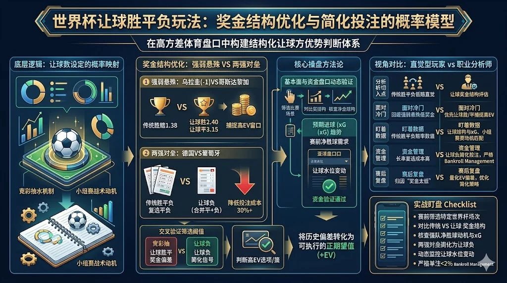 世界杯让球胜平负玩法：奖金结构优化与简化投注的概率模型