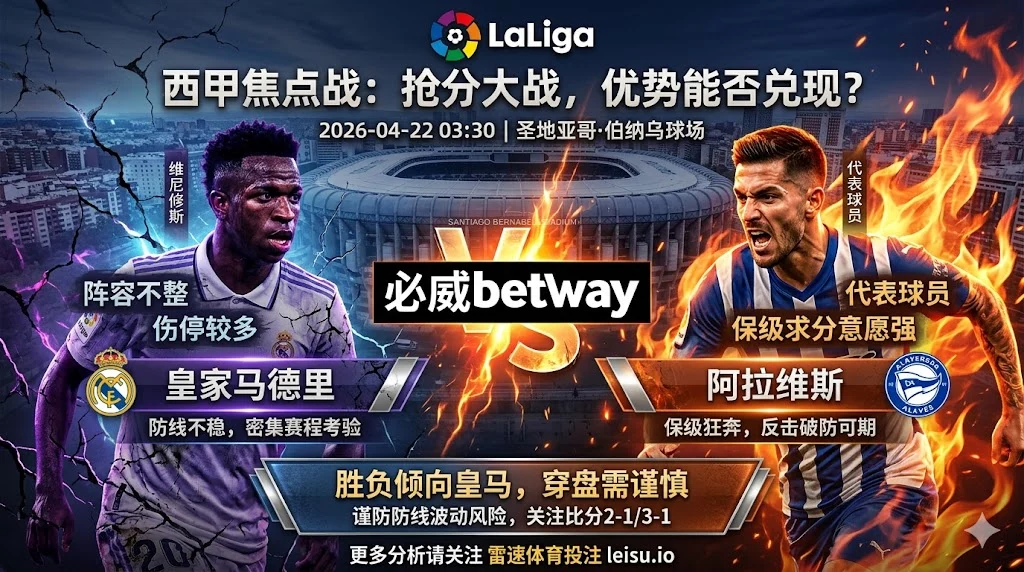 西甲前瞻：皇家马德里 vs 阿拉维斯｜抢分需求鲜明，但深盘之下更看净胜差兑现