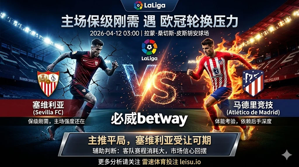 【西甲前瞻】：塞维利亚 vs 马德里竞技｜保级压力碰上欧冠留力，平局预期不低