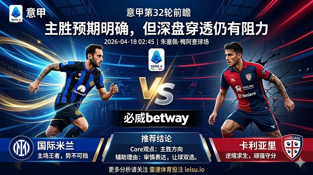 意甲前瞻：国际米兰 vs 卡利亚里｜主胜预期明确，但深盘穿透仍有阻力