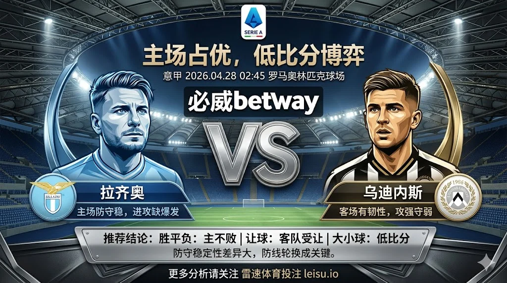 意甲前瞻 拉齐奥 VS 乌迪内斯:主场占优但阻力不低,低比分博弈成主线