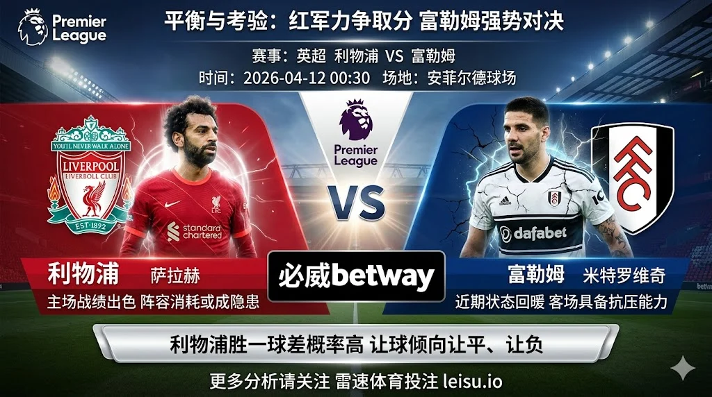 英超前瞻:利物浦 vs 富勒姆|抢分需求更强,但穿盘阻力不小