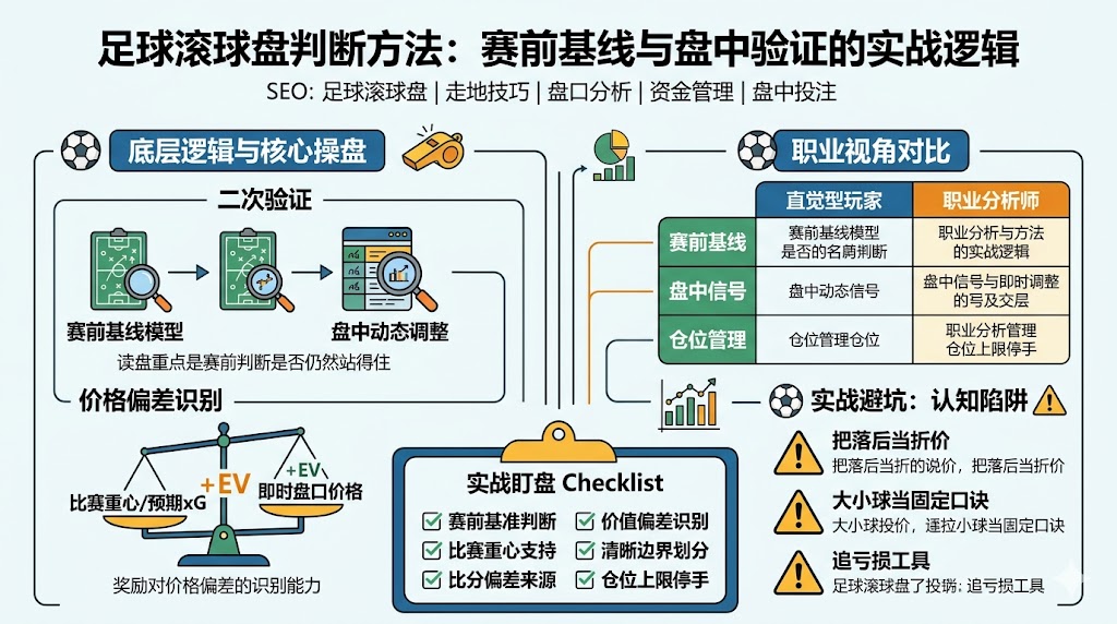 足球滚球盘判断方法：赛前基线与盘中验证的实战逻辑