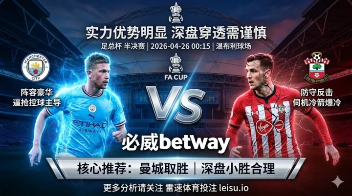 足总杯前瞻：曼城 vs 南安普顿｜实力优势明显但深盘穿透需谨慎