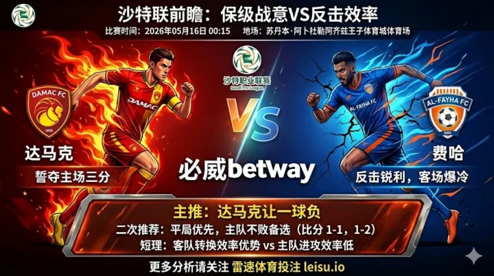 沙特联前瞻：达马克 vs 费哈｜抢分需求更强，但穿盘阻力不小