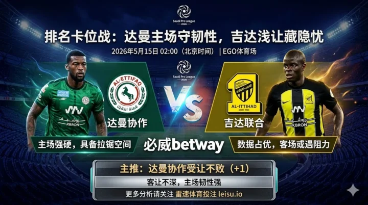 【沙特联分析】：达曼协作 vs 吉达联合｜客让不深，主队受让仍有拉锯空间
