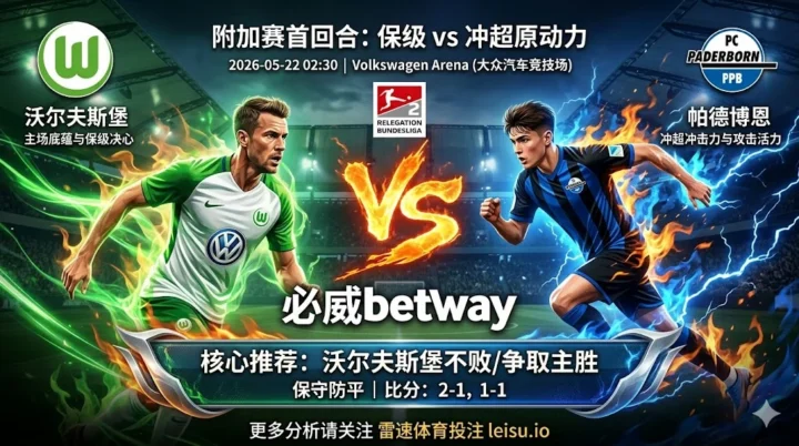 德甲前瞻：沃尔夫斯堡 vs 帕德博恩｜主队占优但穿盘阻力不小