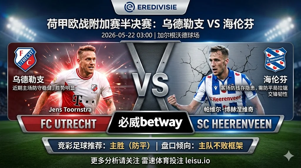荷甲前瞻：乌德勒支 vs 海伦芬｜主场优势明确但穿盘阻力不小