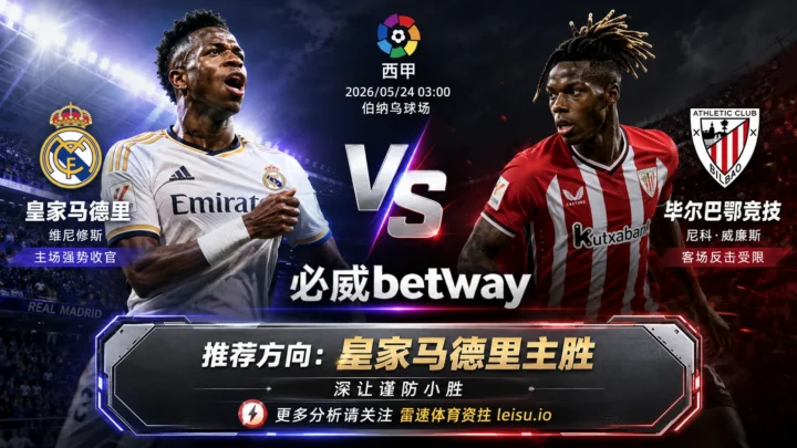 西甲前瞻：皇家马德里 vs 毕尔巴鄂竞技｜主胜方向占优，深让仍需防小胜阻力