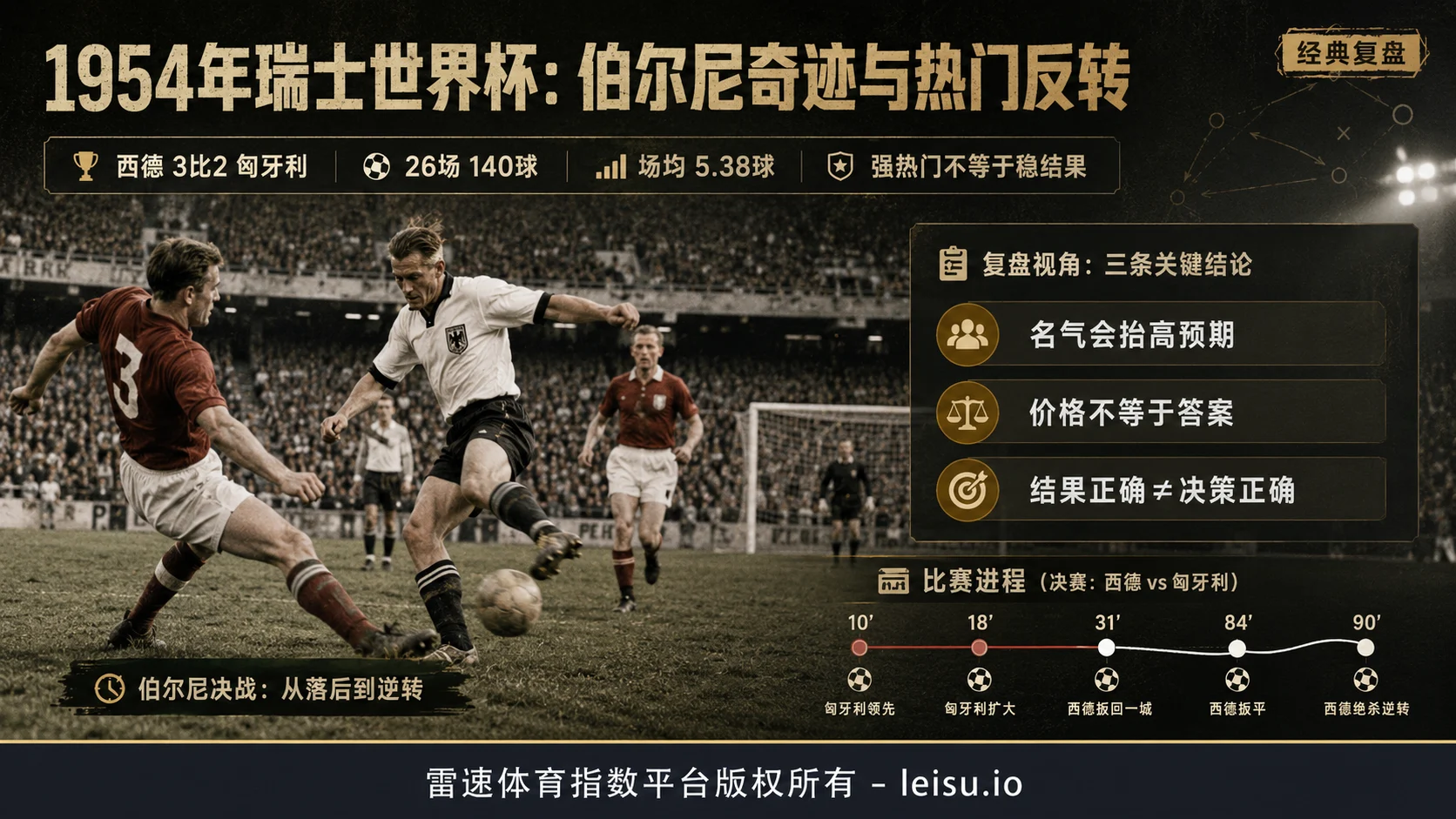 1954年瑞士世界杯：伯尔尼奇迹、进球纪录与热门预期的反转