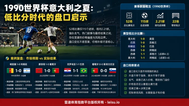 1990世界杯意大利之夏：低比分时代的盘口启示