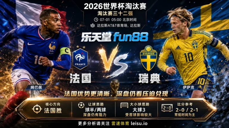 2026世界杯淘汰赛三十二强分析：法国 vs 瑞典｜法国优势更清晰，深盘仍看压迫兑现