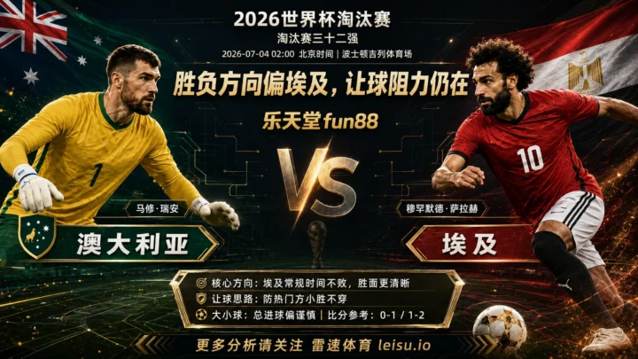 2026世界杯淘汰赛三十二强分析：澳大利亚 vs 埃及｜埃及胜面更清晰，澳大利亚身体对抗制造阻力