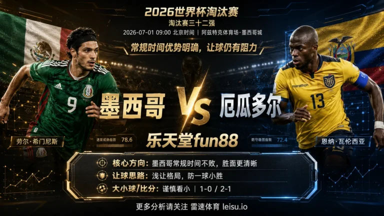 2026世界杯淘汰赛三十二强分析：墨西哥 vs 厄瓜多尔｜墨西哥主导权稍优，小比分拉锯需防