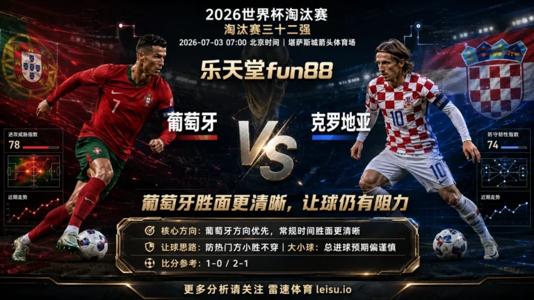 2026世界杯淘汰赛三十二强分析：葡萄牙 vs 克罗地亚｜葡萄牙前场质量占优，克罗地亚韧性提高阻力