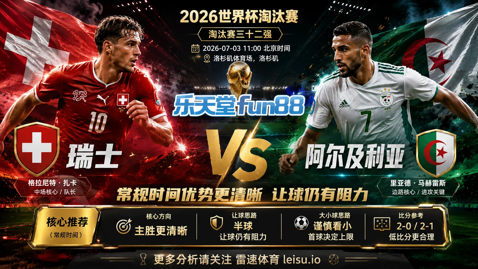 2026世界杯淘汰赛三十二强分析：瑞士 vs 阿尔及利亚｜瑞士结构更均衡，低比分防守战需防