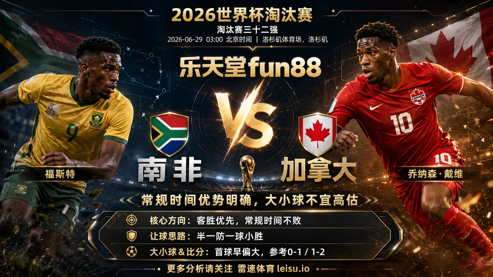 2026世界杯淘汰赛三十二强分析：南非 vs 加拿大｜加拿大常规时间优势更清晰但半一仍看效率