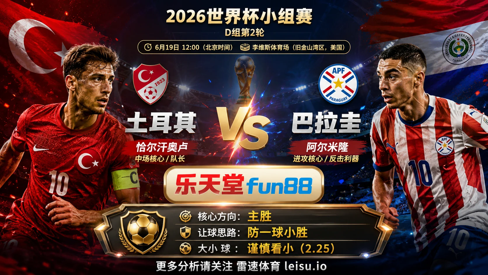 2026世界杯小组赛D组第2轮分析:土耳其 vs 巴拉圭|土耳其方向略占优,让球成败看节奏控制