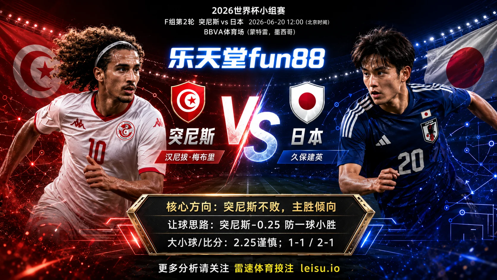 2026世界杯小组赛F组第2轮分析：突尼斯 vs 日本｜平衡盘分歧明显，中场效率决定胜负走向