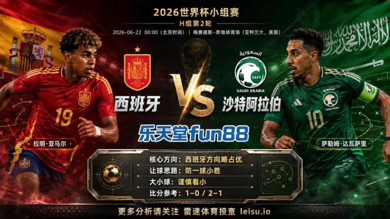 2026世界杯小组赛H组第2轮分析：西班牙 vs 沙特阿拉伯｜西班牙方向略占优，让球成败看节奏控制