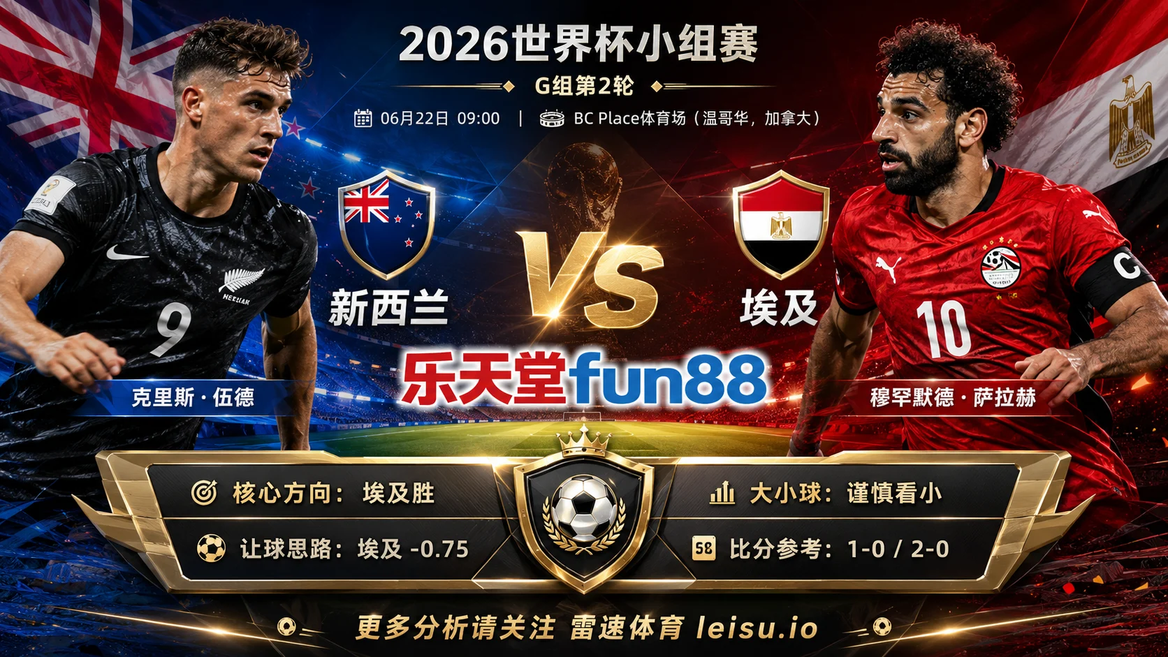 2026世界杯小组赛G组第2轮分析：新西兰 vs 埃及｜埃及方向略占优，让球成败看节奏控制