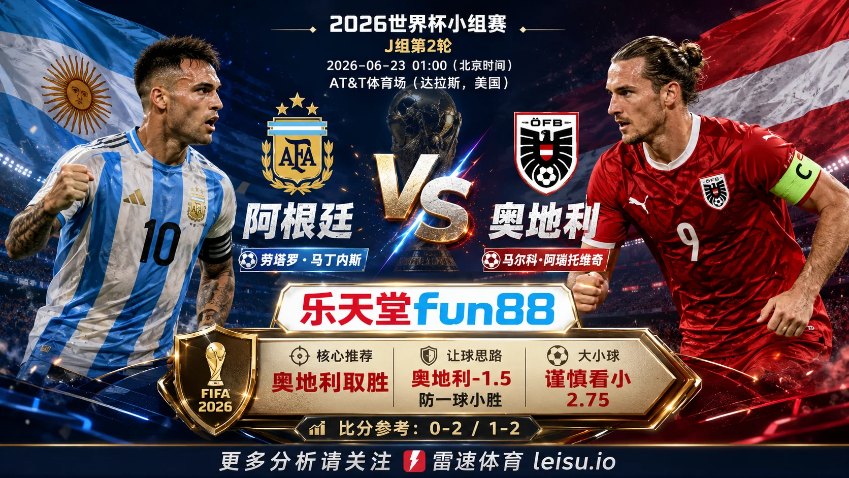 2026世界杯小组赛J组第2轮分析:阿根廷 vs 奥地利|奥地利让步更深,穿盘关键看转换效率