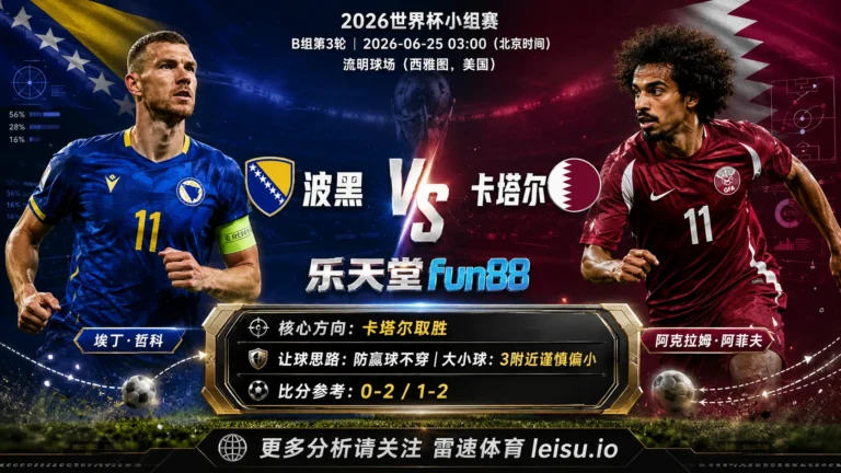 2026世界杯小组赛B组第3轮分析：波黑 vs 卡塔尔｜卡塔尔让步更深，穿盘关键看转换效率