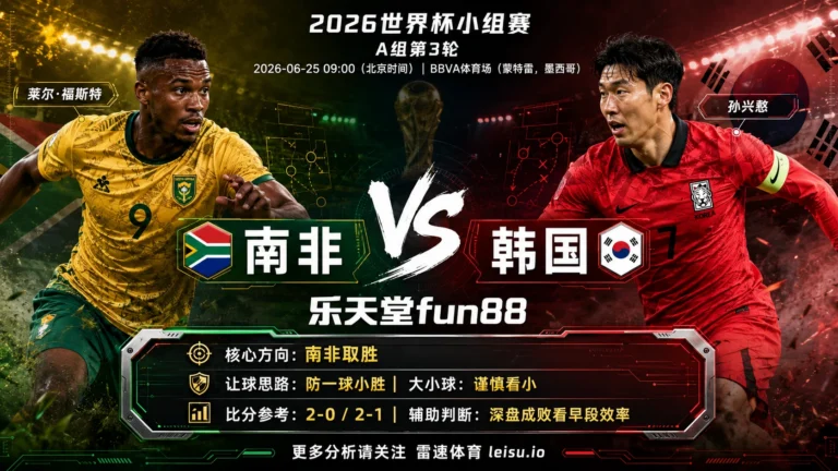 2026世界杯小组赛A组第3轮分析：南非 vs 韩国｜南非优势更清晰，深盘成败看早段效率