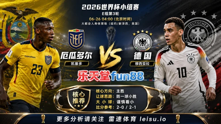 2026世界杯小组赛E组第3轮分析：厄瓜多尔 vs 德国｜厄瓜多尔优势更清晰，深盘成败看早段效率