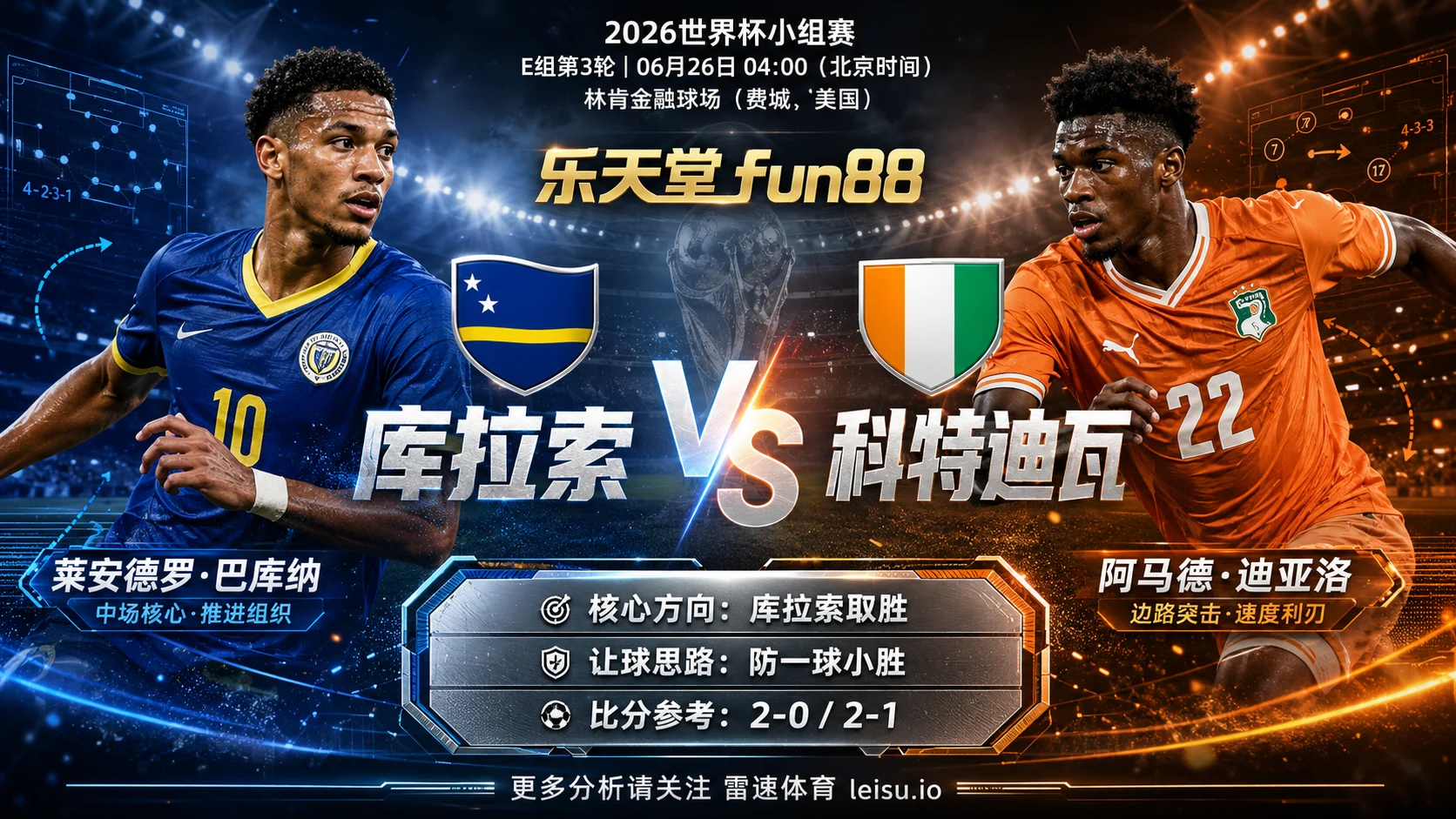 2026世界杯小组赛E组第3轮分析：库拉索 vs 科特迪瓦｜库拉索让步更深，穿盘关键看转换效率