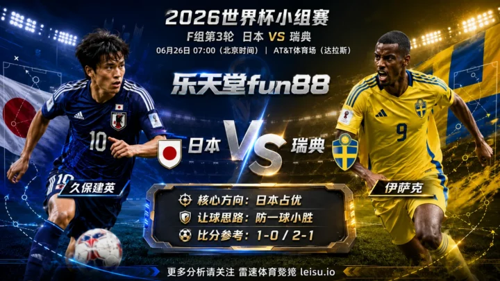 2026世界杯小组赛F组第3轮分析：日本 vs 瑞典｜日本方向略占优，让球成败看节奏控制