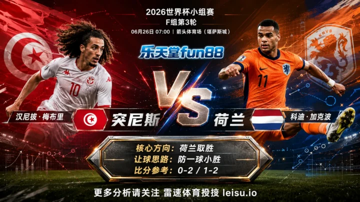 2026世界杯小组赛F组第3轮分析：突尼斯 vs 荷兰｜荷兰方向略占优，让球成败看节奏控制