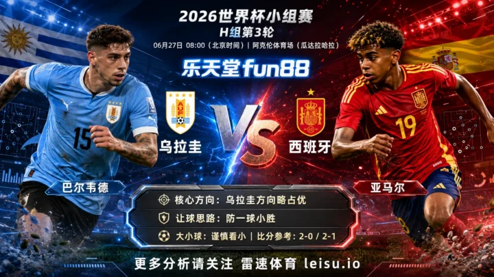 2026世界杯小组赛H组第3轮分析：乌拉圭 vs 西班牙｜乌拉圭方向略占优，让球成败看节奏控制