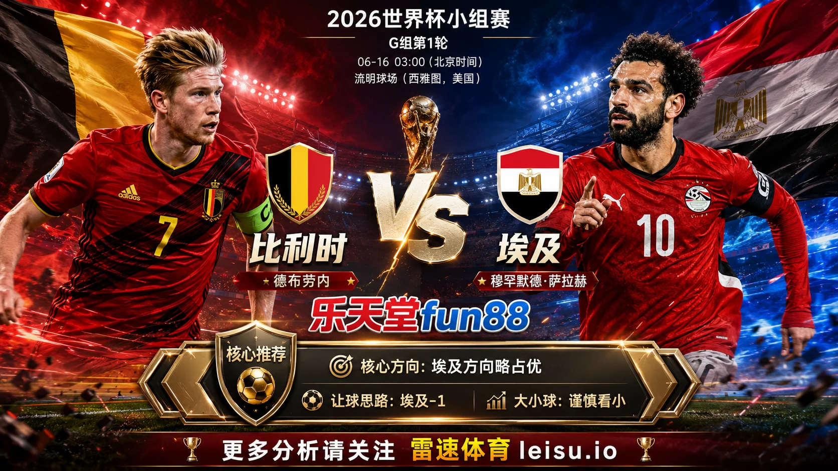 2026世界杯小组赛G组第1轮分析:比利时 vs 埃及|埃及方向略占优,让球成败看节奏控制