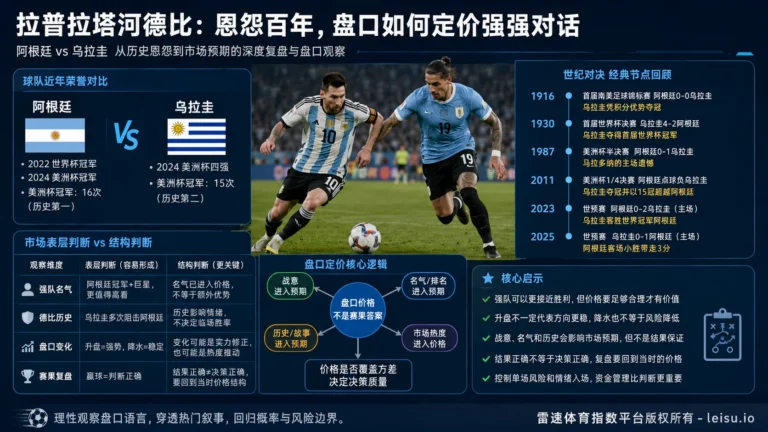 拉普拉塔河德比：阿根廷与乌拉圭的世纪恩怨如何进入盘口价格