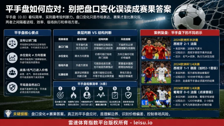 平手盘如何应对：别把盘口变化误读成赛果答案