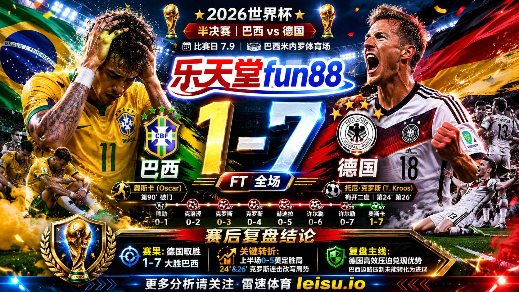 世界杯2014半决赛：巴西 vs 德国 复盘｜8个进球把强弱写到终场