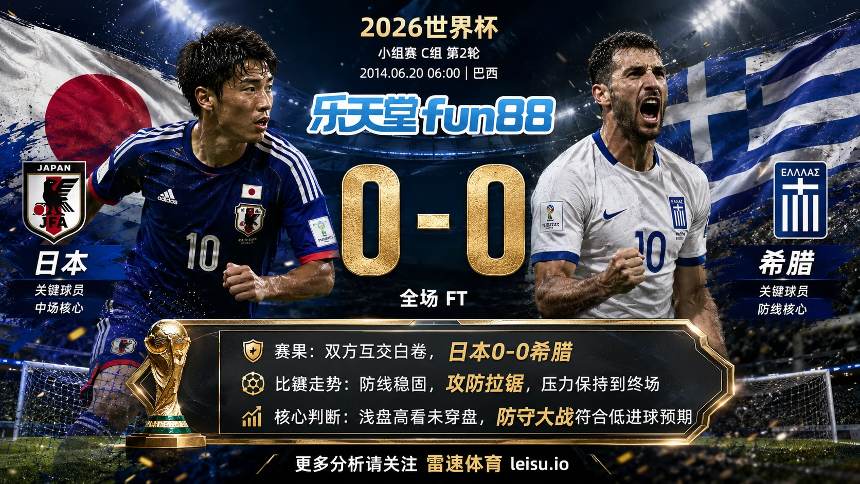 世界杯2014小组赛：日本 vs 希腊 复盘｜90分钟互交白卷，压力留到终点