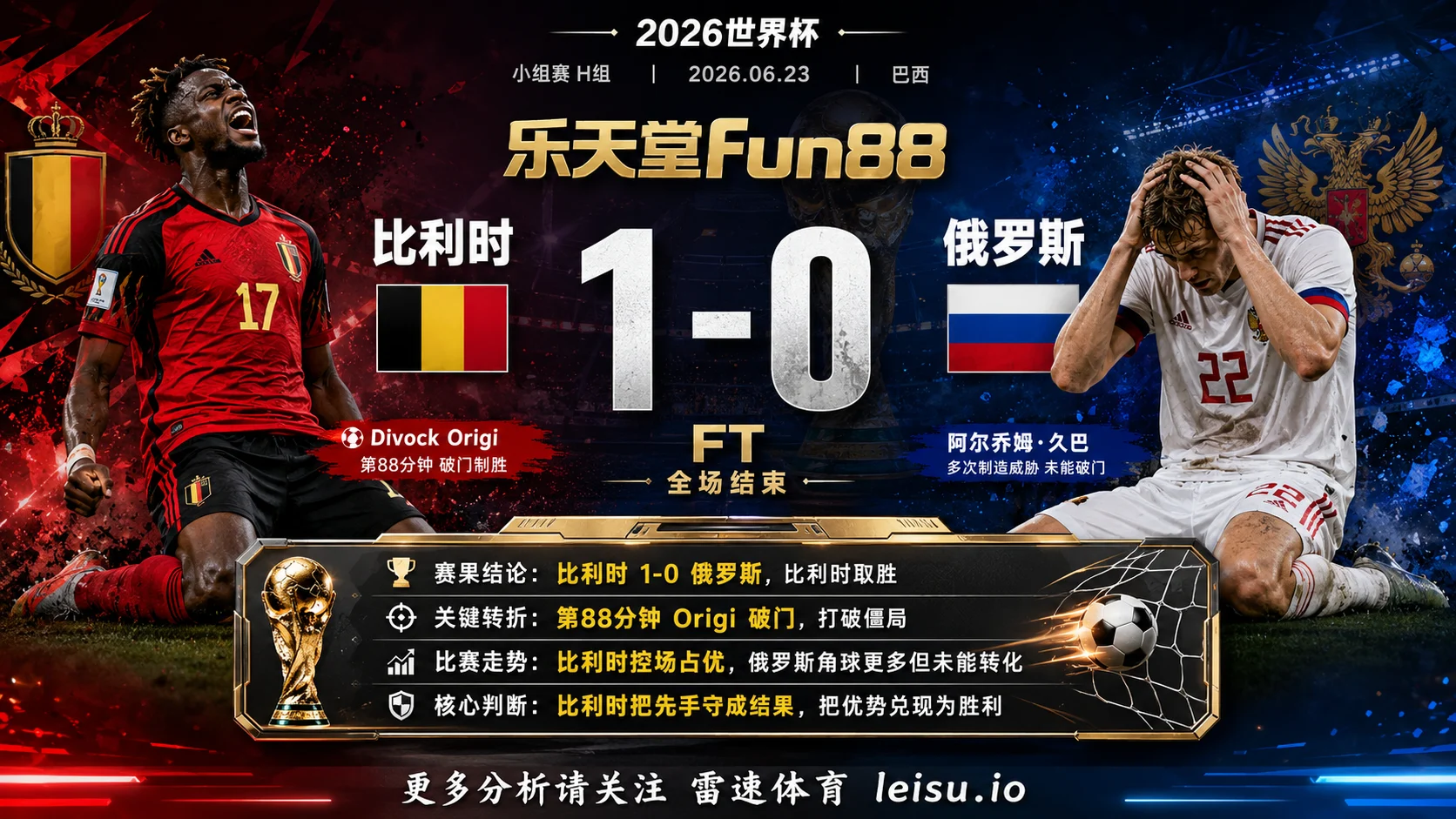 世界杯2014小组赛：比利时 vs 俄罗斯 复盘｜比利时把先手守成结果