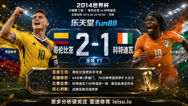 世界杯2014小组赛：哥伦比亚 vs 科特迪瓦 复盘｜哥伦比亚把先手守成结果