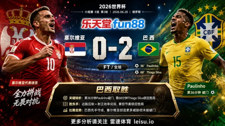 世界杯2018小组赛：塞尔维亚 vs 巴西 复盘｜巴西把先手守成结果