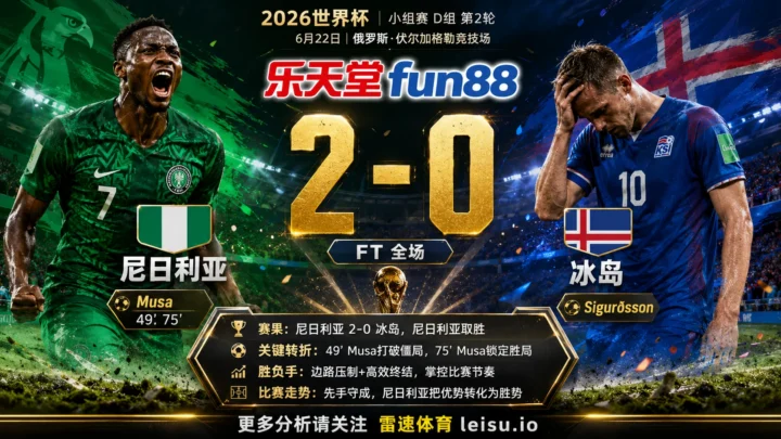世界杯2018小组赛：尼日利亚 vs 冰岛 复盘｜尼日利亚把先手守成结果