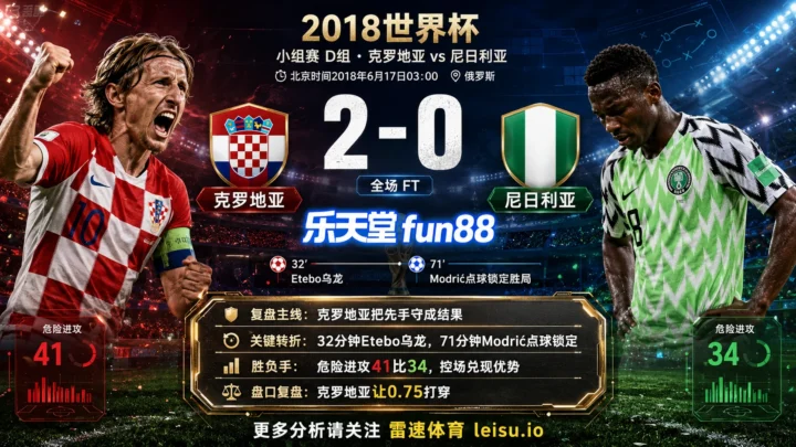 世界杯2018小组赛：克罗地亚 vs 尼日利亚 复盘｜克罗地亚把先手守成结果
