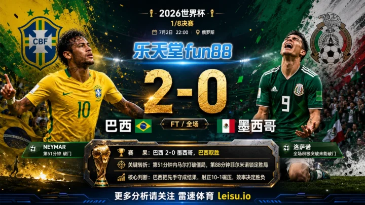 世界杯20181/8决赛：巴西 vs 墨西哥 复盘｜巴西把先手守成结果