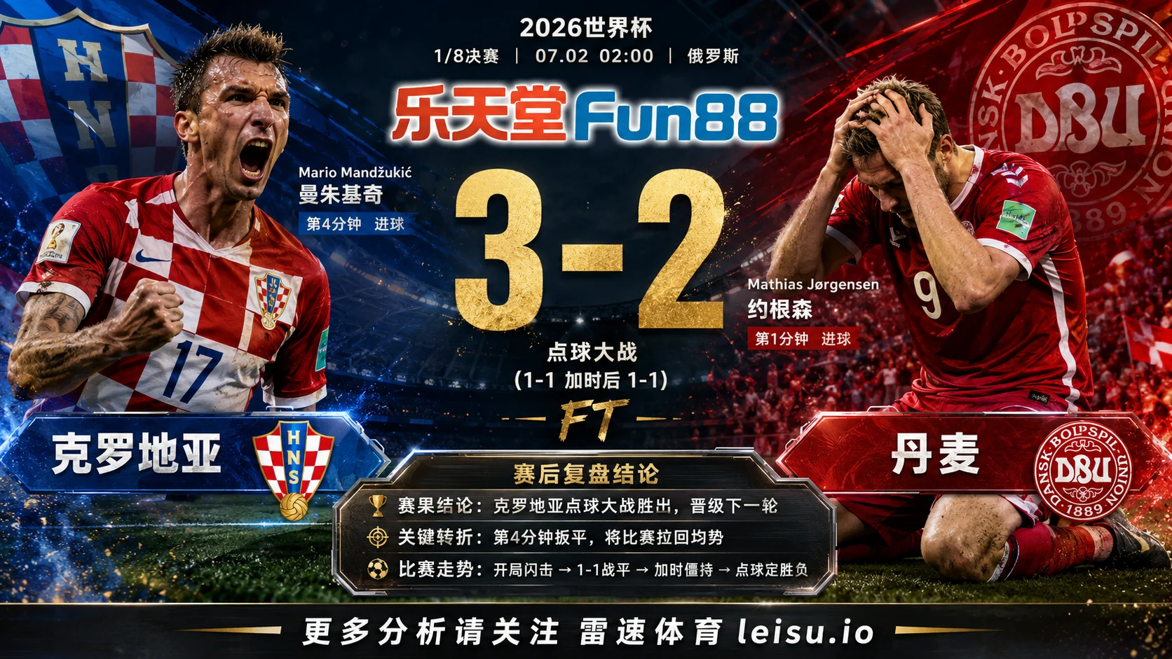 世界杯20181/8决赛：克罗地亚 vs 丹麦 复盘｜点球点把克罗地亚送过终点
