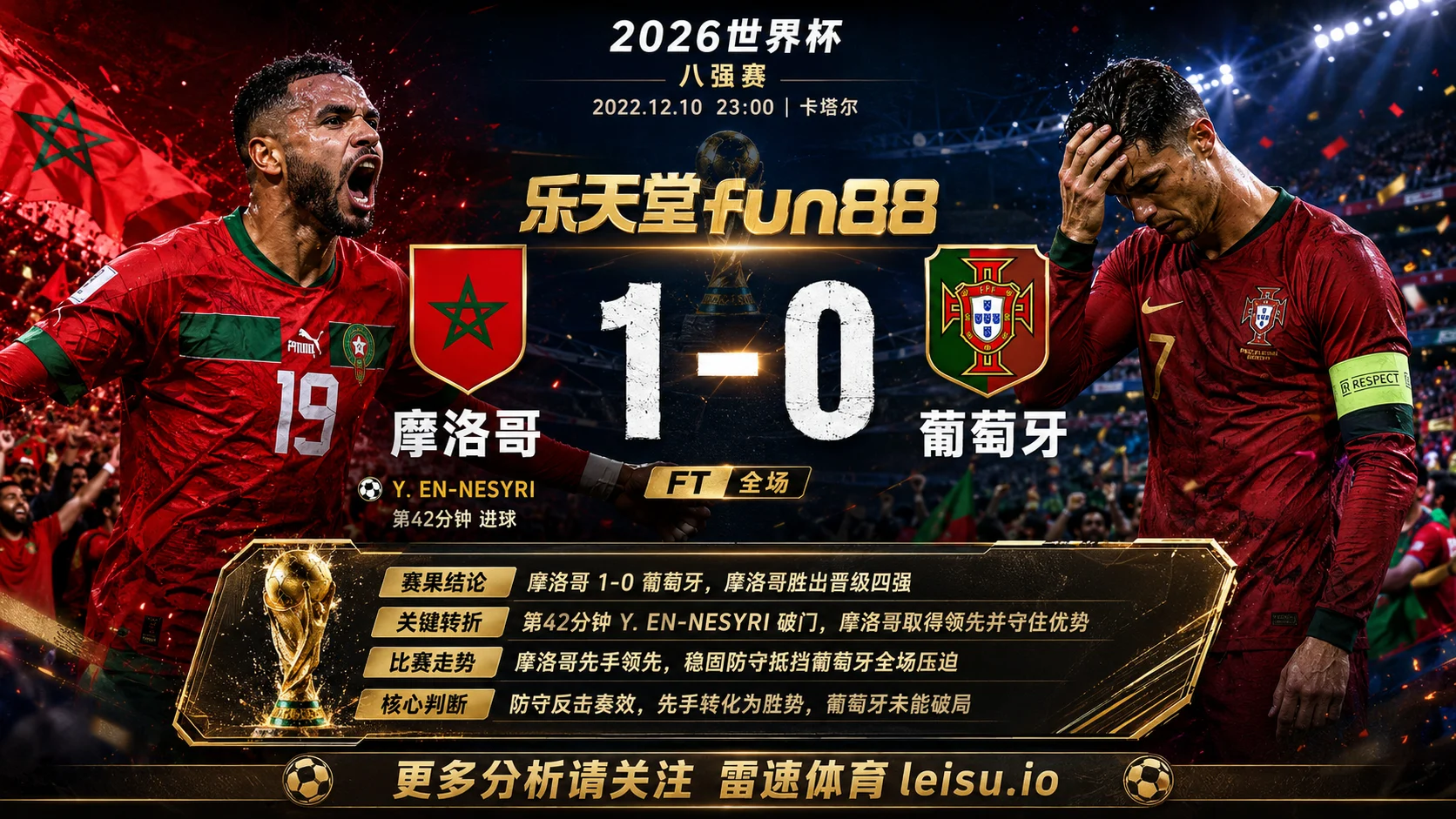 世界杯2022八强：摩洛哥 vs 葡萄牙 复盘｜摩洛哥把先手守成结果