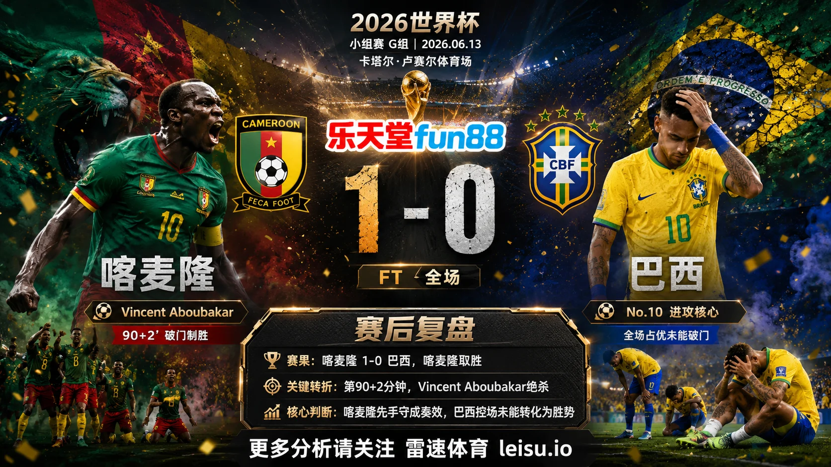 世界杯2022小组赛：喀麦隆 vs 巴西 复盘｜喀麦隆把先手守成结果